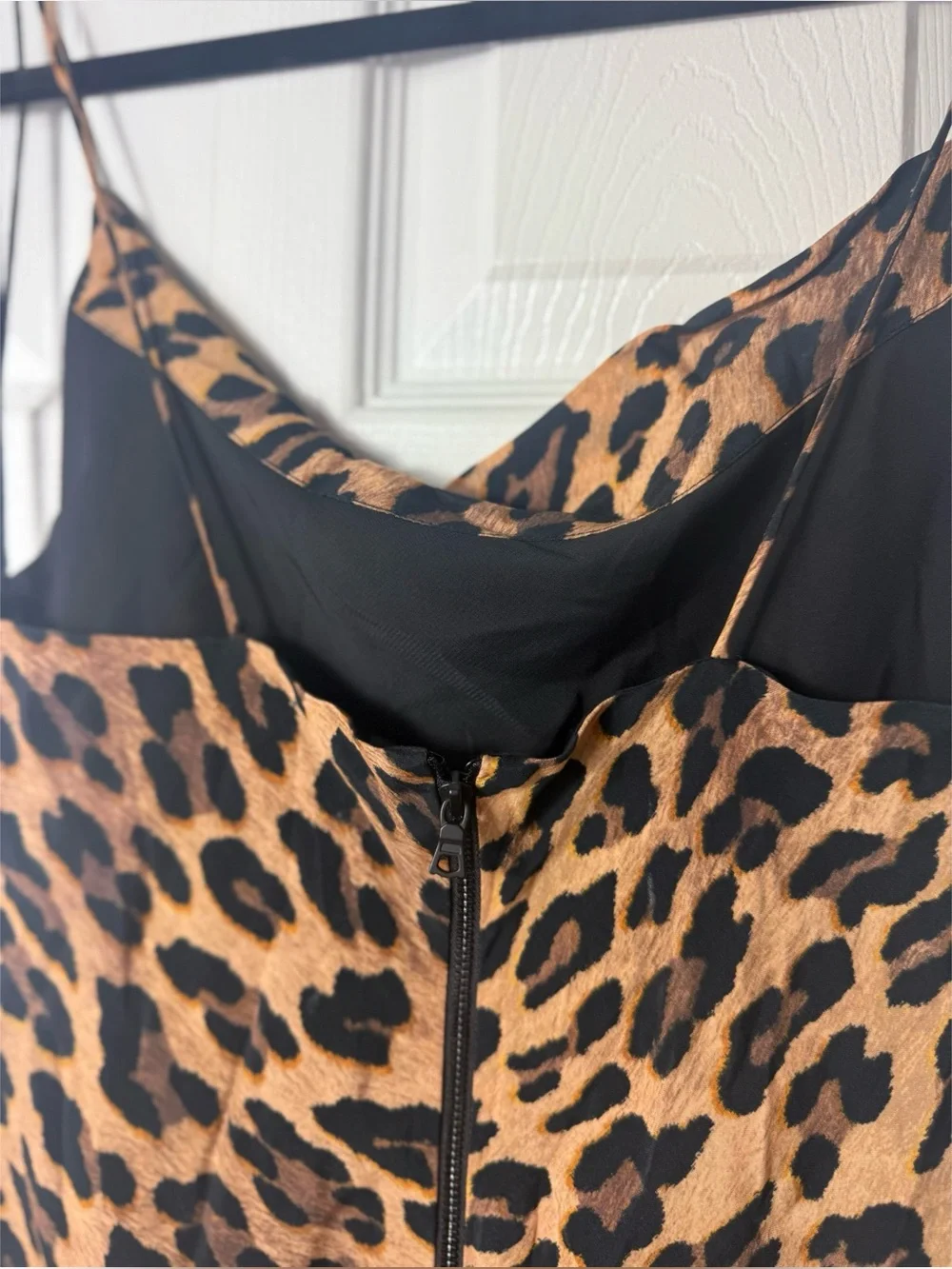 Alice + Olivia Harmony Leopard Print Slip Mini Dress Tan Size 4 Small Draped - Picture 7 of 12
